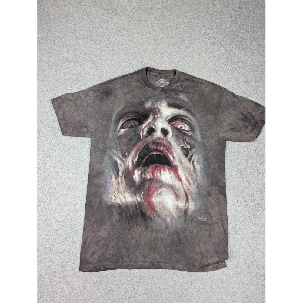 The Mountain Shirt Mens Large Gray Tie Dye Zombie Face‎ Scary Horror Graphic Tee